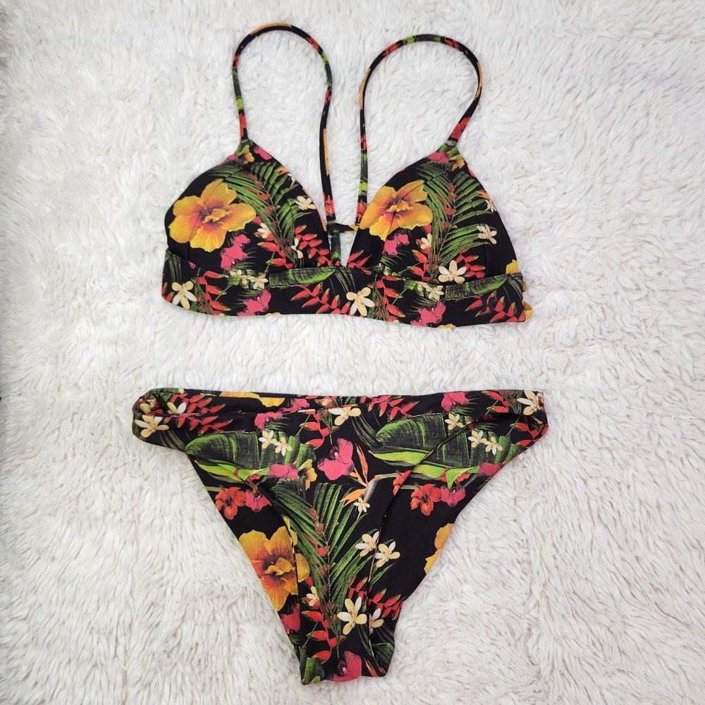 Hurley Quick Dry Floral Surf Surf Bikini Set Top and Bottom Size Small